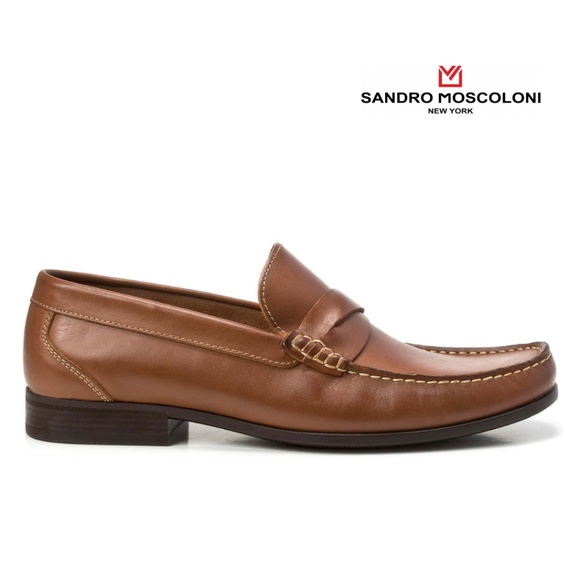 Sandro Moscoloni Brown Leather Cross Strap Loafer